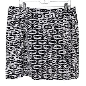 Melly M Fully Lined Navy Blue & White Patterned Skirt - Sz 14